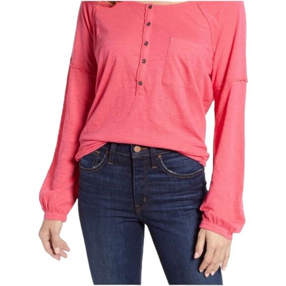 NWT Caslon Relaxed Pink Honey Button Henley Tee Top Long Sleeve Women's Size XXL - Picture 8 of 8